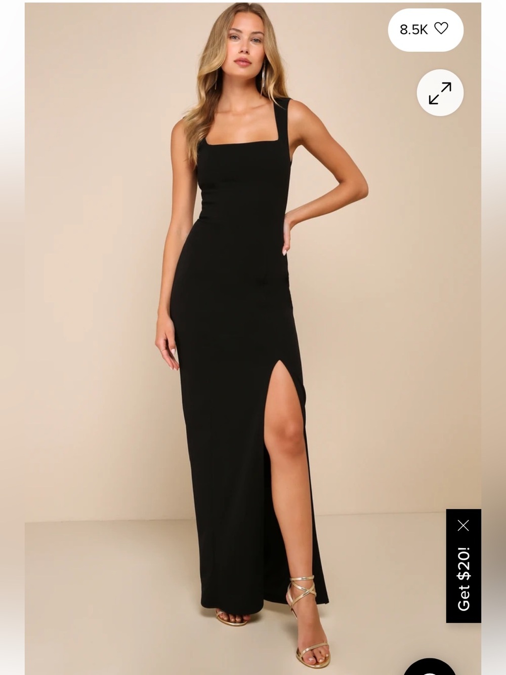 Inspiring Allure Black Square Neck Column Maxi Dress